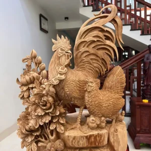 gia-inh-ga-G5911-4 Tượng Gia Đình Gà Gỗ Ngọc Am Mộc Đẹp Hàng Nghệ Nhân G5911