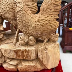 gia-inh-ga-G5911-6 Tượng Gia Đình Gà Gỗ Ngọc Am Mộc Đẹp Hàng Nghệ Nhân G5911