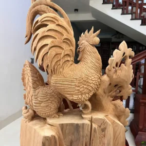 gia-inh-ga-G5911-7 Tượng Gia Đình Gà Gỗ Ngọc Am Mộc Đẹp Hàng Nghệ Nhân G5911