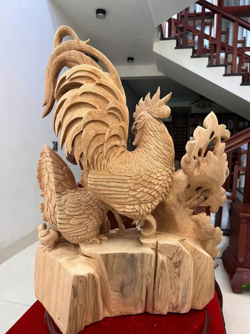gia-inh-ga-G5911-7 Tượng Gia Đình Gà Gỗ Ngọc Am Mộc Đẹp Hàng Nghệ Nhân G5911