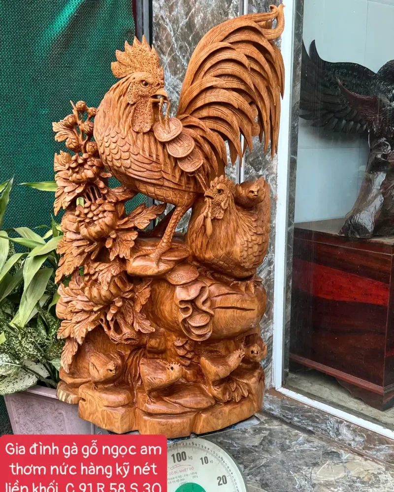 gia-inh-ga-G6227-1 Tượng Gia Đình Gà Giõ Ngọc Am Thơm Nức Hàng Kỹ Nét Liền Khối G6227