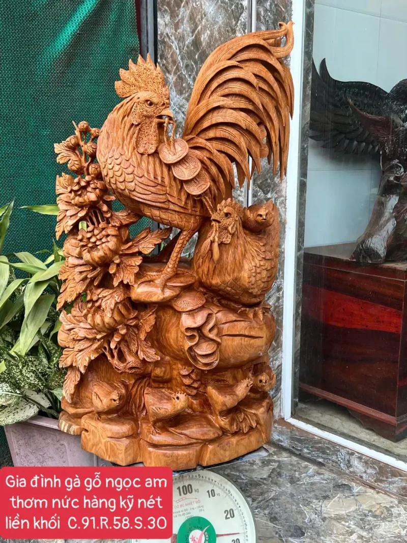 gia-inh-ga-G6227-1 Tượng Gia Đình Gà Giõ Ngọc Am Thơm Nức Hàng Kỹ Nét Liền Khối G6227