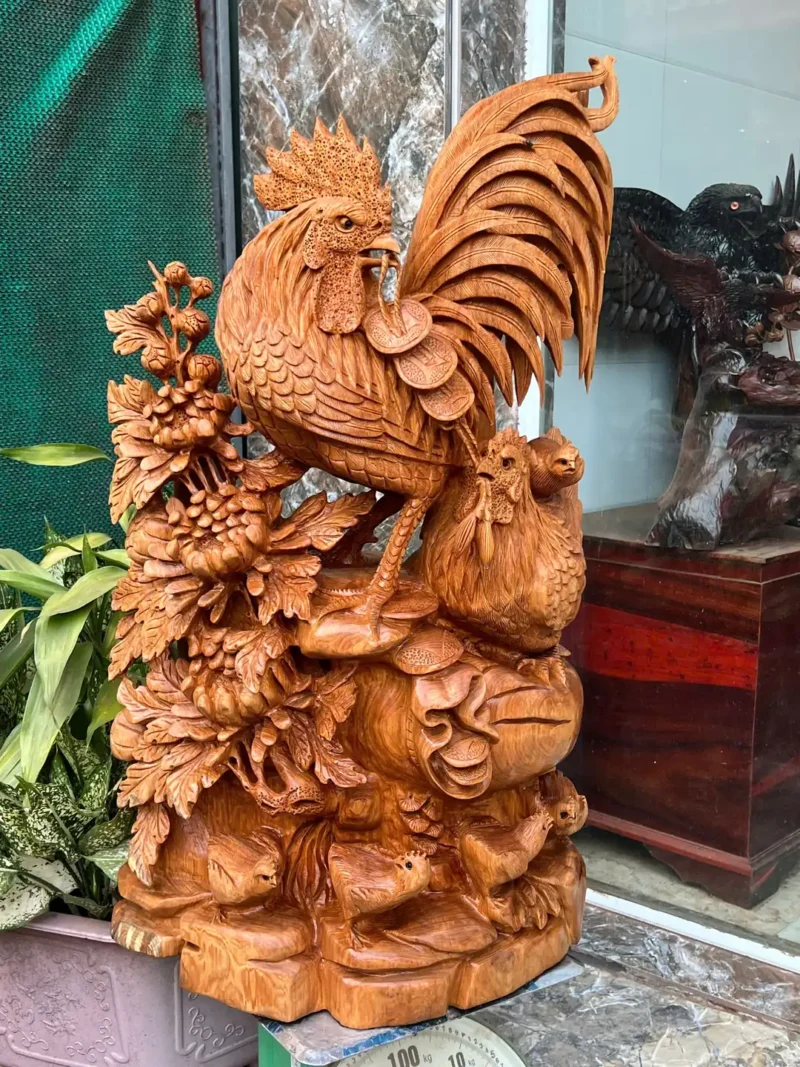 gia-inh-ga-G6227-2 Tượng Gia Đình Gà Giõ Ngọc Am Thơm Nức Hàng Kỹ Nét Liền Khối G6227