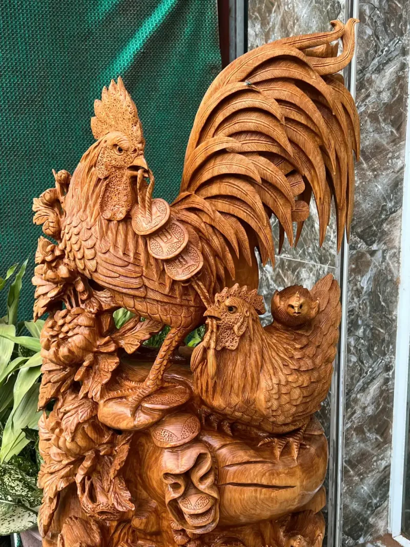 gia-inh-ga-G6227-3 Tượng Gia Đình Gà Giõ Ngọc Am Thơm Nức Hàng Kỹ Nét Liền Khối G6227