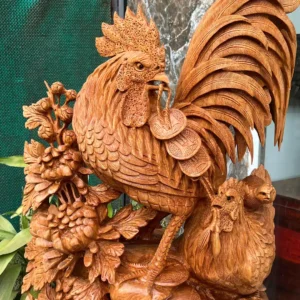 gia-inh-ga-G6227-4 Tượng Gia Đình Gà Giõ Ngọc Am Thơm Nức Hàng Kỹ Nét Liền Khối G6227