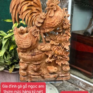 gia-inh-ga-G6267-1 Tượng Gia Đình Gà Giõ Ngọc Am Thơm Nức Hàng Kỹ Nét Liền Khối G6267