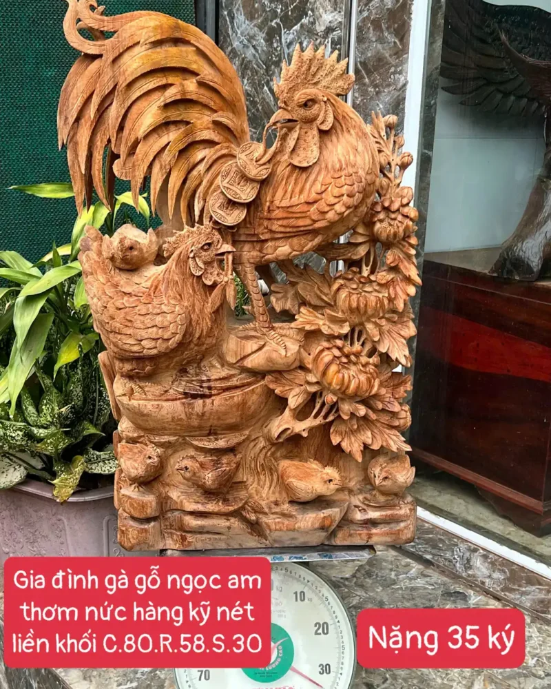 gia-inh-ga-G6267-1 Tượng Gia Đình Gà Giõ Ngọc Am Thơm Nức Hàng Kỹ Nét Liền Khối G6267