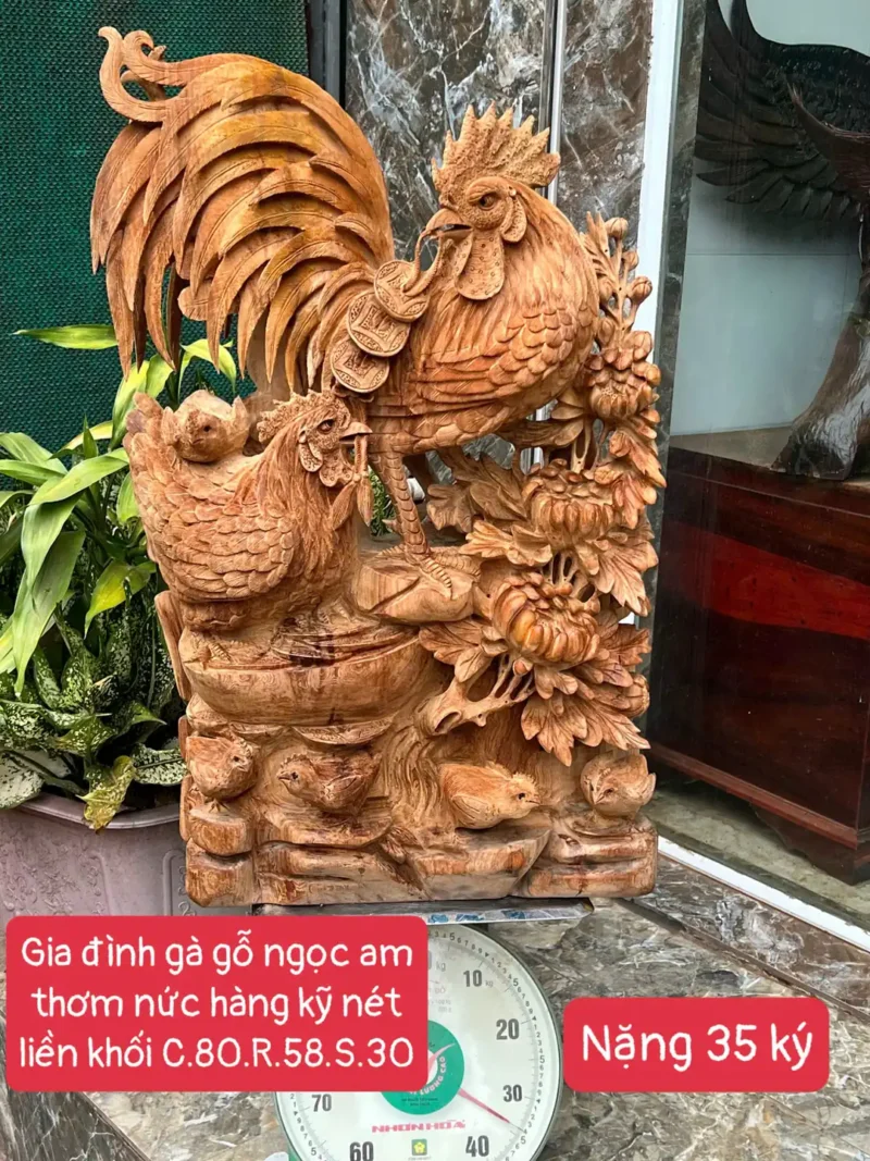 gia-inh-ga-G6267-1 Tượng Gia Đình Gà Giõ Ngọc Am Thơm Nức Hàng Kỹ Nét Liền Khối G6267