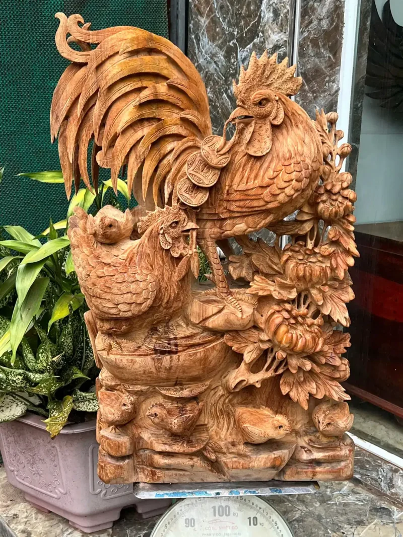 gia-inh-ga-G6267-2 Tượng Gia Đình Gà Giõ Ngọc Am Thơm Nức Hàng Kỹ Nét Liền Khối G6267