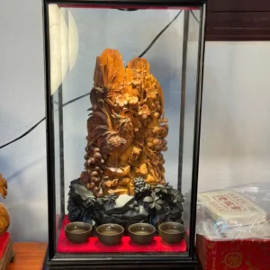 gia-inh-ga-bon-mua-go-hoang-an-G5823-2 Tượng Gia Đình Gà Bốn Mùa Gỗ Hoàng Đàn Tuyết Lạng Sơn Hàng Siêu Kỹ Nét Đậm Dầu Đang Lên Tuyết G5823