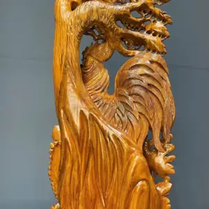 gia-inh-ga-go-ngoc-am-G5801-6 Tượng Gia Đình Gà Gỗ Ngọc Am Liền Khối G5801