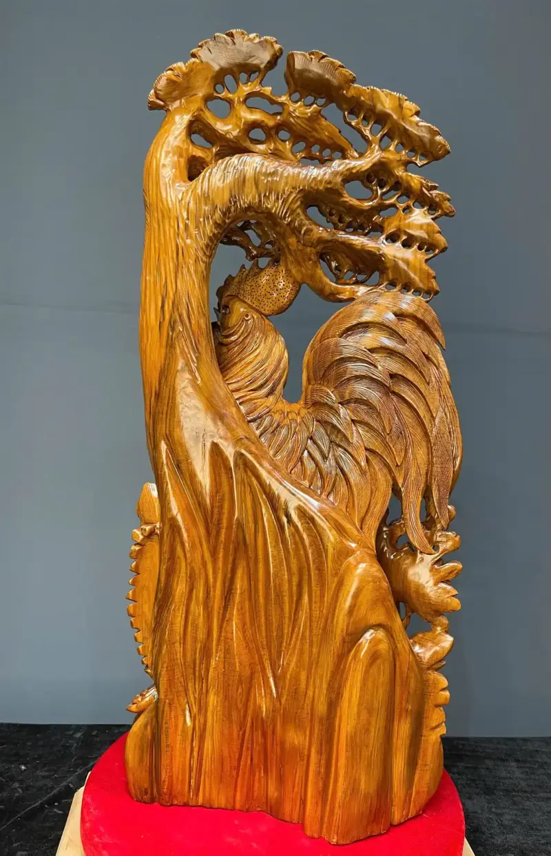 gia-inh-ga-go-ngoc-am-G5801-6 Tượng Gia Đình Gà Gỗ Ngọc Am Liền Khối G5801