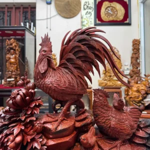 gia-inh-ga-toan-gia-phuc-hang-_81965945 Tượng Gia Đình Gà Toàn Gia Phúc Hàng Kỹ Đẹp NNQG Chế Tác Gỗ Trắc Đỏ Đen Liền Khối G6400