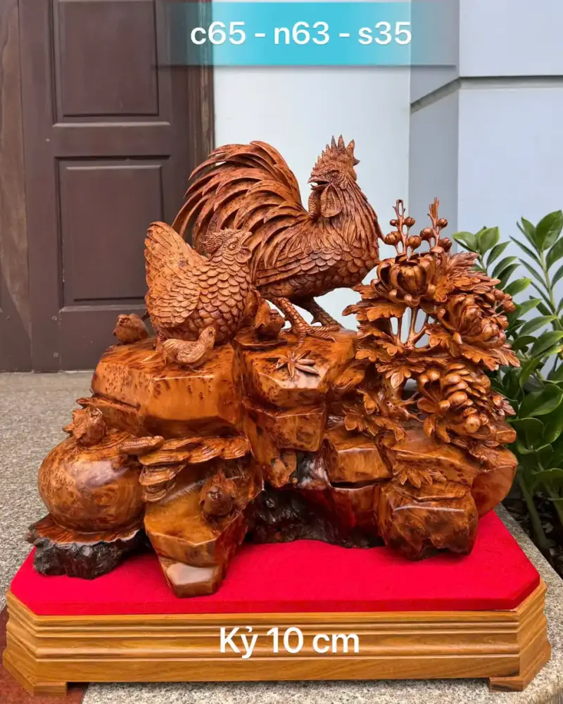 gia-inh-ga-toan-gia-phuc-to-ep-go-nu-ngoc-G5470-1 Tượng Gia Đình Gà Toàn Gia Phúc To Đẹp Gỗ Nu Ngọc Am Thơm Hàng Kỹ Đẹp Liền Khối G5470