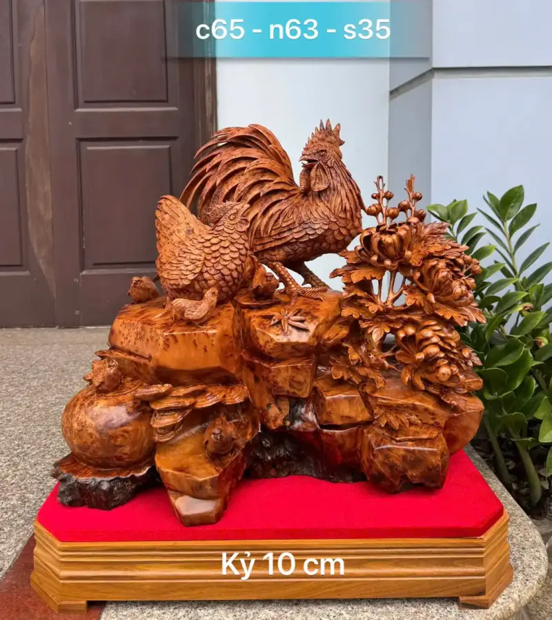 gia-inh-ga-toan-gia-phuc-to-ep-go-nu-ngoc-G5470-1 Tượng Gia Đình Gà Toàn Gia Phúc To Đẹp Gỗ Nu Ngọc Am Thơm Hàng Kỹ Đẹp Liền Khối G5470