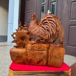 gia-inh-ga-toan-gia-phuc-to-ep-go-nu-ngoc-G5470-2 Tượng Gia Đình Gà Toàn Gia Phúc To Đẹp Gỗ Nu Ngọc Am Thơm Hàng Kỹ Đẹp Liền Khối G5470