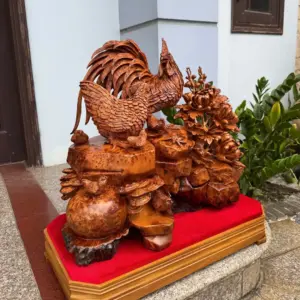 gia-inh-ga-toan-gia-phuc-to-ep-go-nu-ngoc-G5470-5 Tượng Gia Đình Gà Toàn Gia Phúc To Đẹp Gỗ Nu Ngọc Am Thơm Hàng Kỹ Đẹp Liền Khối G5470