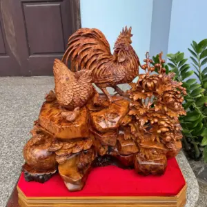 gia-inh-ga-toan-gia-phuc-to-ep-go-nu-ngoc-G5470-7 Tượng Gia Đình Gà Toàn Gia Phúc To Đẹp Gỗ Nu Ngọc Am Thơm Hàng Kỹ Đẹp Liền Khối G5470
