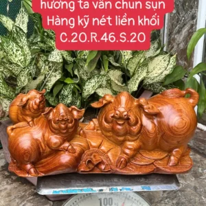 gia-inh-heo-G6355-1 Tượng Gia Đình Heo Gỗ Hương Ta Hàng Kỹ Nét Liền Khối G6355