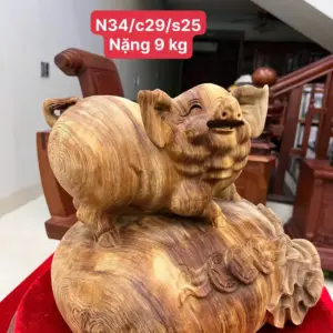 heo-go-ngoc-G5765-1 Tượng Heo Gỗ Ngọc Am Liền Khối Đậm Dầu G5765