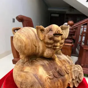 heo-go-ngoc-G5765-2 Tượng Heo Gỗ Ngọc Am Liền Khối Đậm Dầu G5765