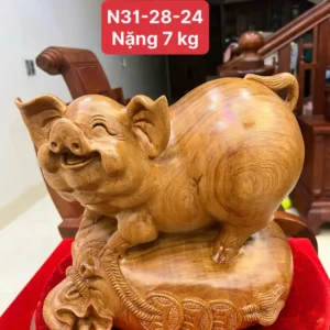 heo-go-ngoc-G6328-1 Tượng Heo Gỗ Ngọc Am Liền Khối Vân Nhiều Đẹp G6328