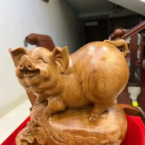heo-go-ngoc-G6328-2 Tượng Heo Gỗ Ngọc Am Liền Khối Vân Nhiều Đẹp G6328