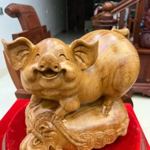 heo-go-ngoc-G6328-3 Tượng Heo Gỗ Ngọc Am Liền Khối Vân Nhiều Đẹp G6328