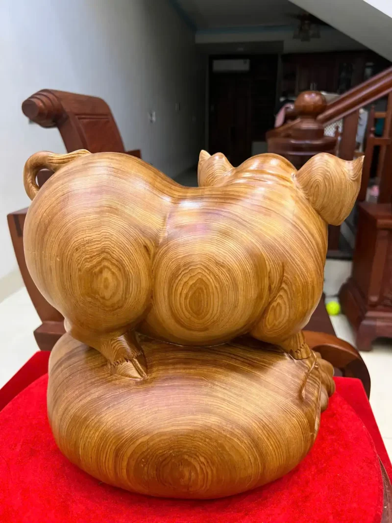 heo-go-ngoc-G6328-4 Tượng Heo Gỗ Ngọc Am Liền Khối Vân Nhiều Đẹp G6328