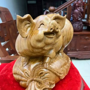 heo-go-ngoc-G6328-7 Tượng Heo Gỗ Ngọc Am Liền Khối Vân Nhiều Đẹp G6328