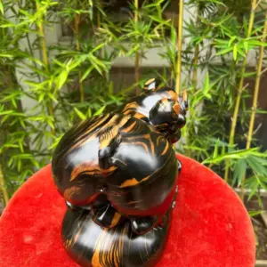 heo-lam-bao-G5327-2 Tượng Heo Lằm Bao Tiền Gỗ Mun Hoa Liền Khối G5327