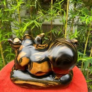 heo-lam-bao-G5327-3 Tượng Heo Lằm Bao Tiền Gỗ Mun Hoa Liền Khối G5327