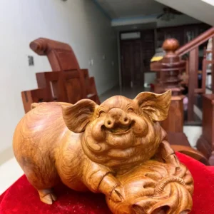 heo-nam-bao-G5825-3 Tượng Heo Nằm Bao Tiền Gỗ Hương Ta Liền Khối G5825