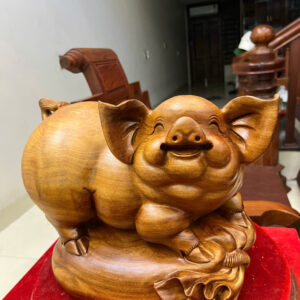 heo-nam-bao-G6186-3 Tượng Heo Nằm Bao Tiền Gỗ Ngọc Am Liền Khối Chất Nặng G6186