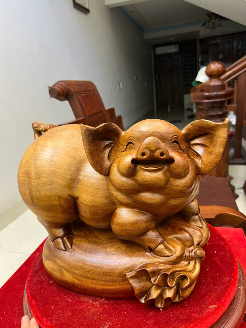heo-nam-bao-G6186-3 Tượng Heo Nằm Bao Tiền Gỗ Ngọc Am Liền Khối Chất Nặng G6186