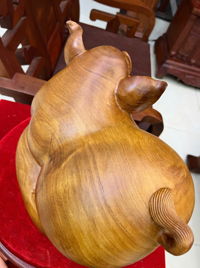 heo-nam-bao-G6186-6 Tượng Heo Nằm Bao Tiền Gỗ Ngọc Am Liền Khối Chất Nặng G6186