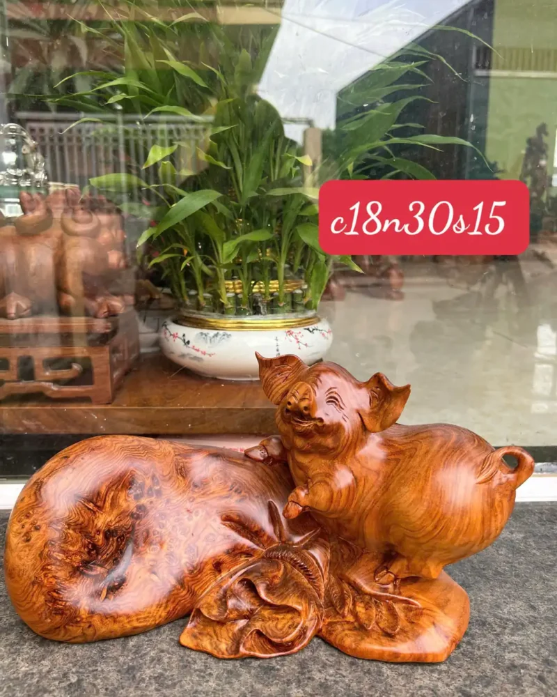 heo-nu-huong-G6127-1 Tượng Heo Nu Hương Ta Liền Khối Hàng Đục Kỹ Sắc G6127