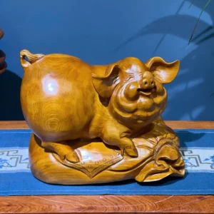 heo-tai-loc-G5948-1 Tượng Heo Tài Lộc Chata Gỗ Ngọc Am Liền Khối G5948