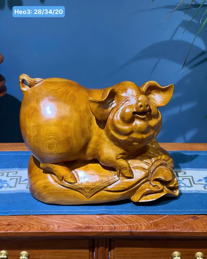 heo-tai-loc-G5948-1 Tượng Heo Tài Lộc Chata Gỗ Ngọc Am Liền Khối G5948