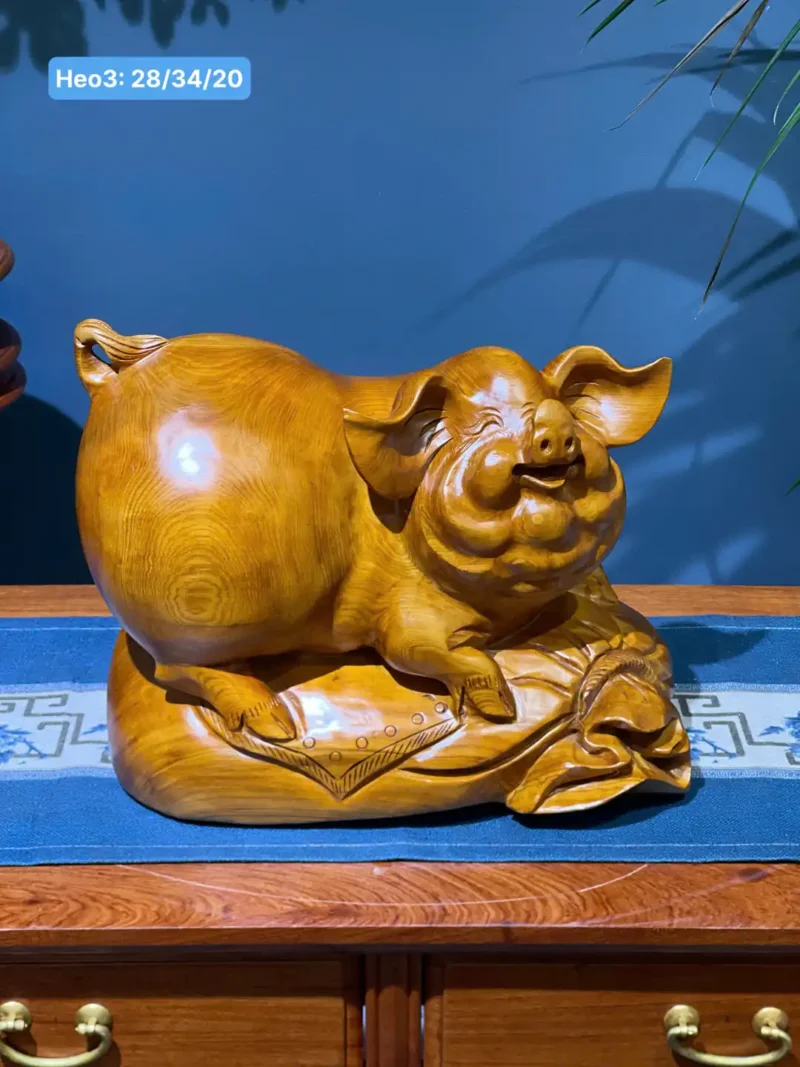 heo-tai-loc-G5948-1 Tượng Heo Tài Lộc Chata Gỗ Ngọc Am Liền Khối G5948