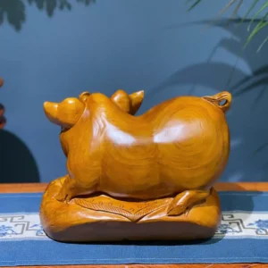 heo-tai-loc-G5948-4 Tượng Heo Tài Lộc Chata Gỗ Ngọc Am Liền Khối G5948