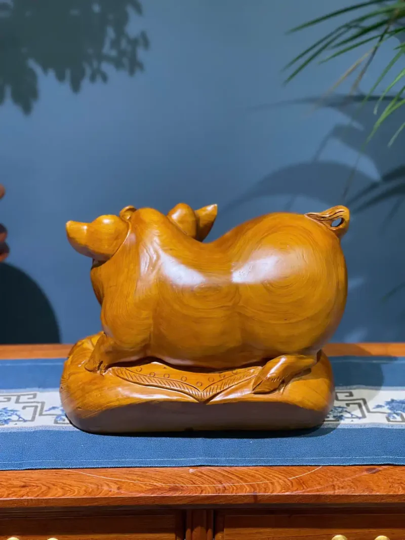 heo-tai-loc-G5948-4 Tượng Heo Tài Lộc Chata Gỗ Ngọc Am Liền Khối G5948