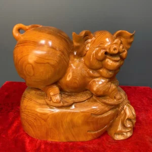 heo-tai-loc-go-ngoc-am-G5949-1 Tượng Heo Tài Lộc Gỗ Ngọc Am Liền Khối G5949
