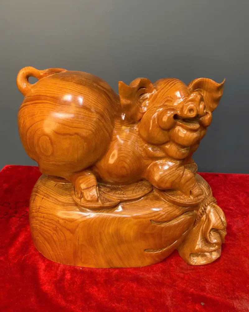 heo-tai-loc-go-ngoc-am-G5949-1 Tượng Heo Tài Lộc Gỗ Ngọc Am Liền Khối G5949