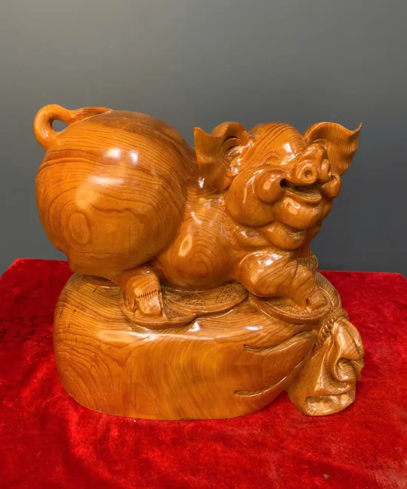 heo-tai-loc-go-ngoc-am-G5949-1 Tượng Heo Tài Lộc Gỗ Ngọc Am Liền Khối G5949