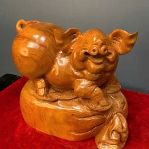 heo-tai-loc-go-ngoc-am-G5949-2 Tượng Heo Tài Lộc Gỗ Ngọc Am Liền Khối G5949