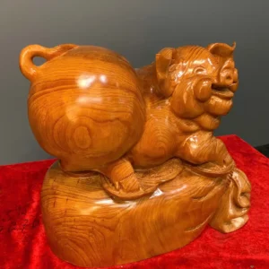 heo-tai-loc-go-ngoc-am-G5949-3 Tượng Heo Tài Lộc Gỗ Ngọc Am Liền Khối G5949