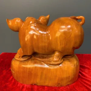 heo-tai-loc-go-ngoc-am-G5949-4 Tượng Heo Tài Lộc Gỗ Ngọc Am Liền Khối G5949