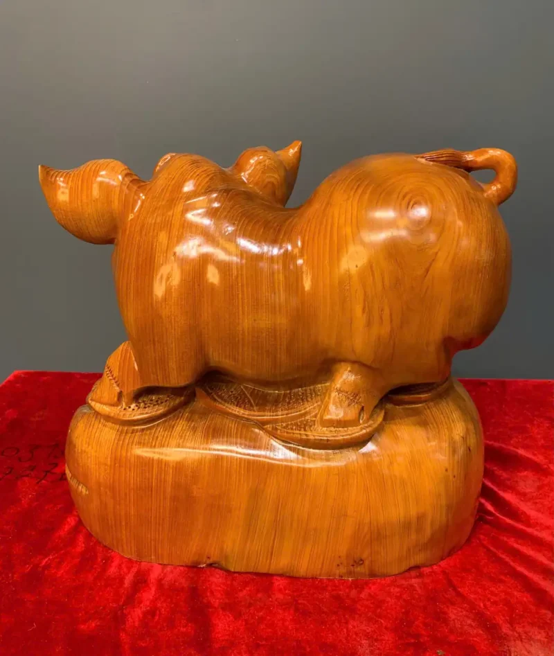 heo-tai-loc-go-ngoc-am-G5949-4 Tượng Heo Tài Lộc Gỗ Ngọc Am Liền Khối G5949