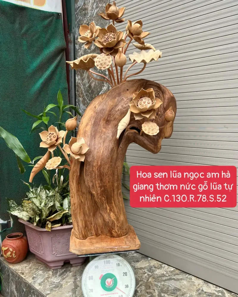hoa-sen-lua-G6356-1 Tượng Hoa Sen Lũa Ngọc Am Hà Giang Thơm Nức Bông To Liền Khối G6356